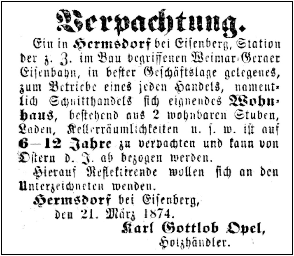1874-03-12 Hdf Karl Gottlob Opel